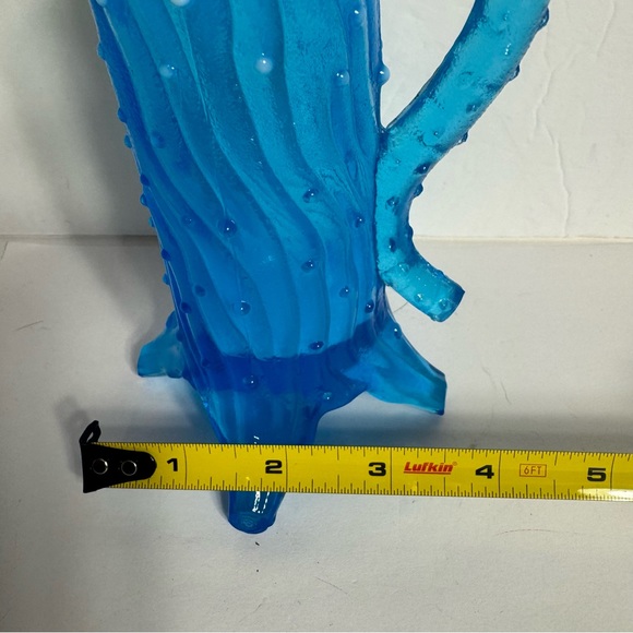 Vintage Northwood Blue Town Pump Tree Trunk Creamer glass with handle. - Picture 10 of 14